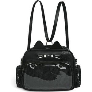 Black ita bag backpack clear window pin display crossbody shoulder tote cosplay